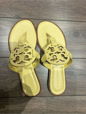 Tory Burch Lemon Yellow Miller Logo Thong Sandals